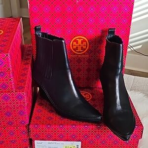 Tory Burch Black Lila Heeled Ankle Boot Size 7.5